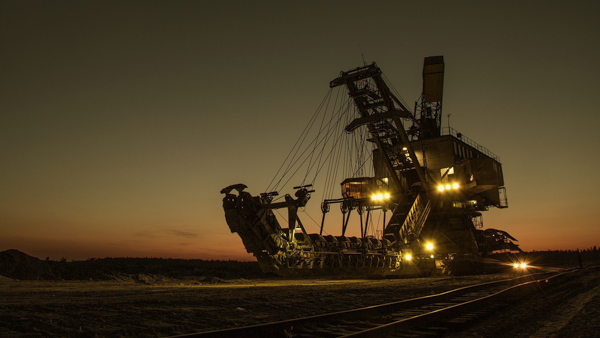 Mining equipment at sunset