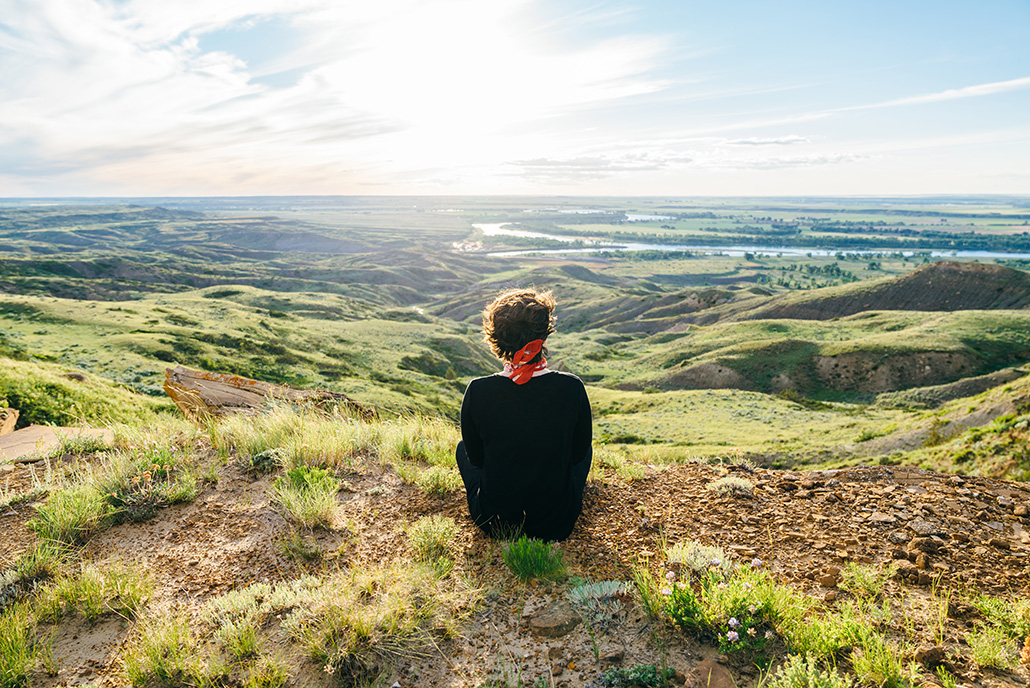 Girl Viewing the Montana Prairie