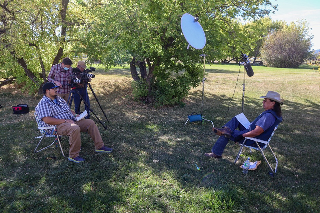 Marty Lopez and his crew film Vincent Goes Ahead of the Crow Tribe in Pryor, Mont