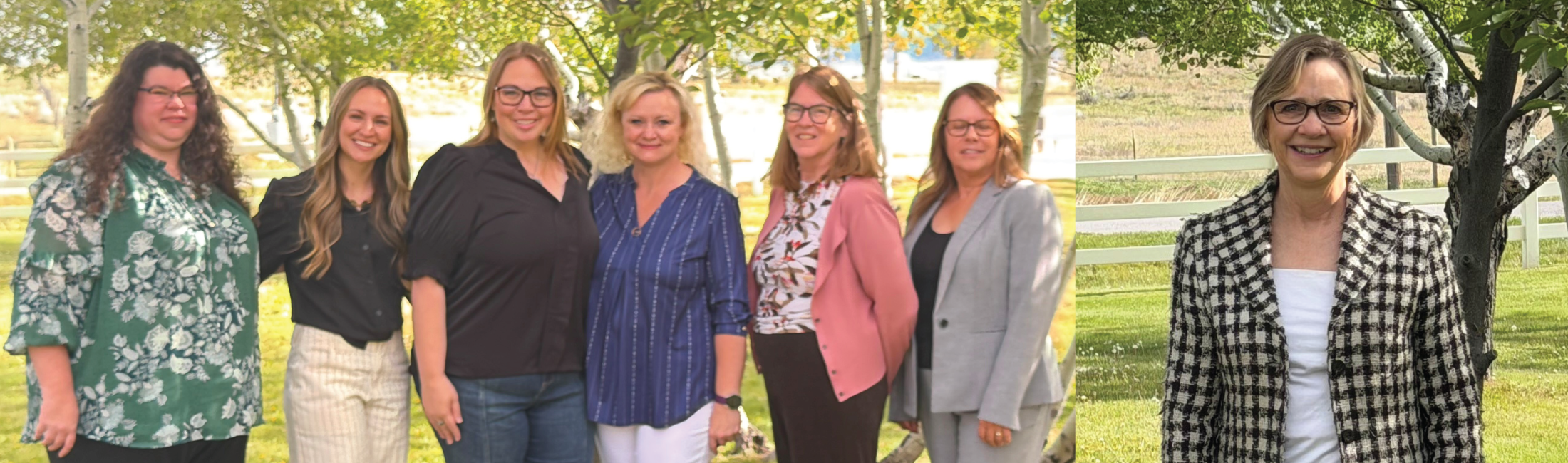 Housing Champion Award winners at Fairmont Hot Springs, left to right: Kaitlin Leary, executive director of Anaconda Housing Authority; Cassidy Leary, loan officer at Guild Mortgage-Butte; Nicole Hanni, branch manager at Guild Mortgage-Butte; Jennifer Wheeler, senior commercial lender/vice president of Glacier Bank; Ruth Burke, former executive director of the District XI Human Resource Council; Jackie Girard, Montana’s U.S. Department of Housing and Urban Development state director; Dawn Conklin, executive director of Trust Montana. Photos: Montana Department of Commerce.