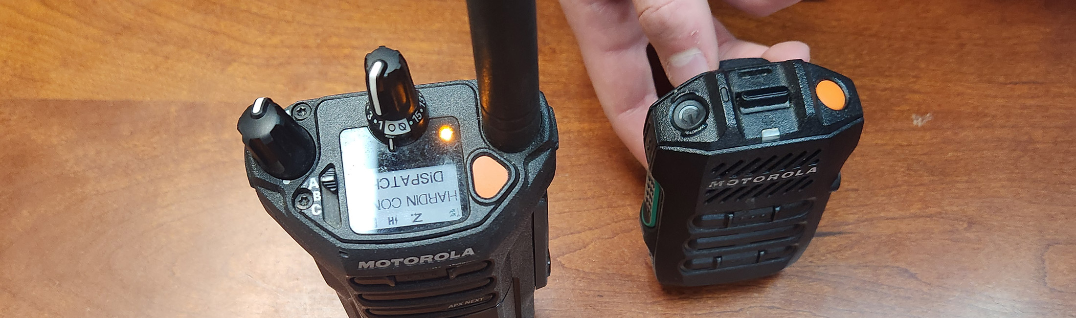 Motorola radios purchased with Coal Board funding. Photo courtesy of Hardin Police Department.
